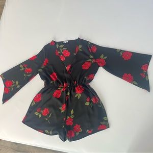 Floral V Neck Romper
